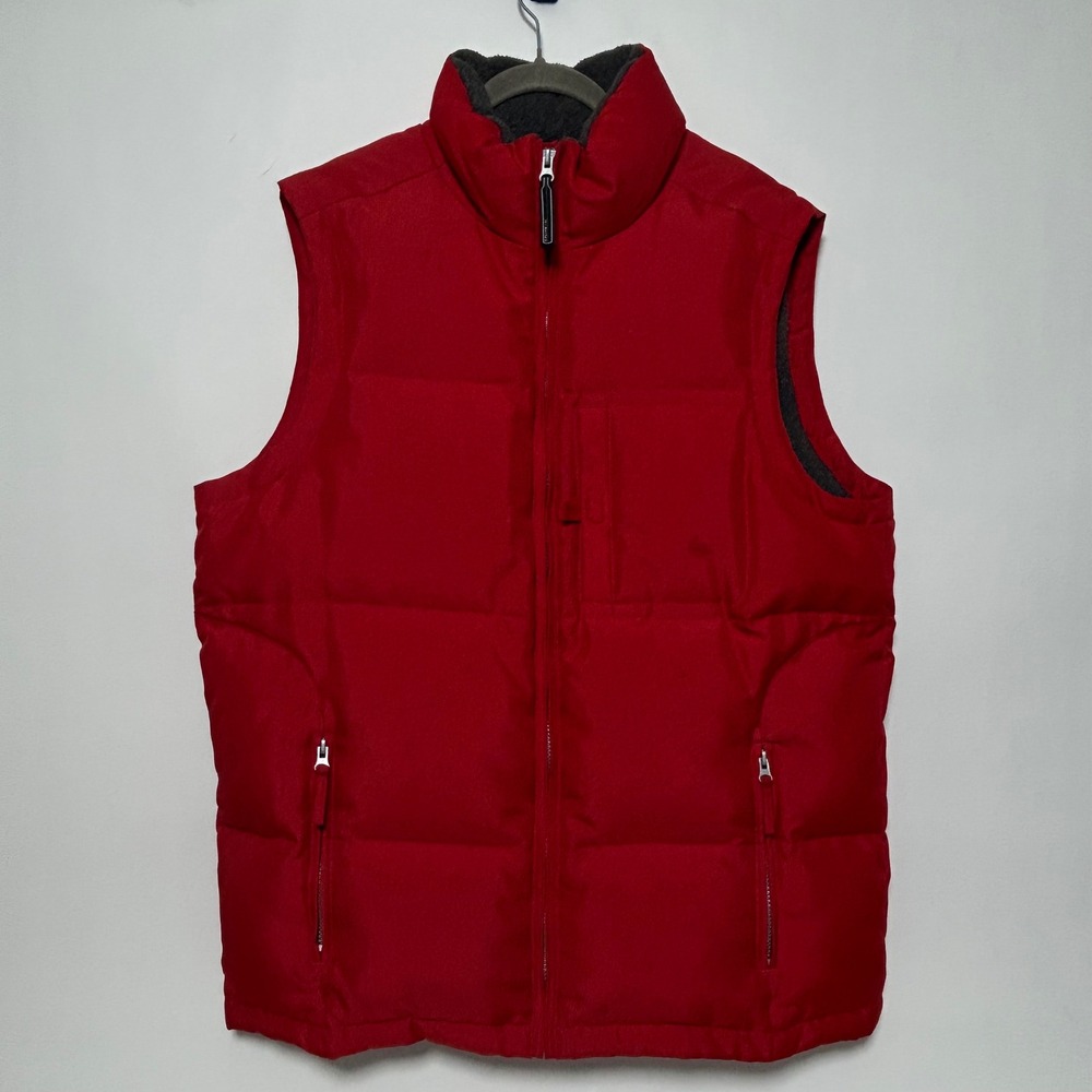 Vintage Down Utility Vest Red Gorpcore Workwear‎ Multi Pocket Winter Outdoor
